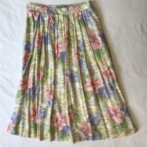 Alfred Dunner - Multi-color pastel floral skirt; pink, blue, green yellow, tan